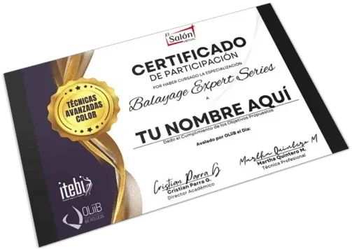 Certificado de participación Balayage Expert Series
