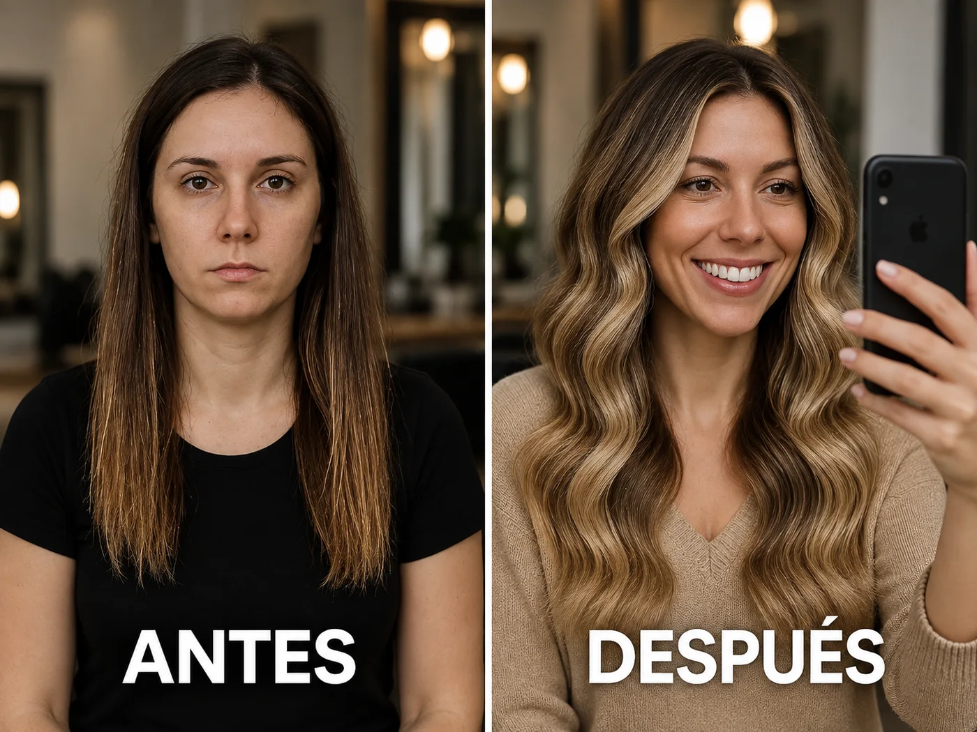 Antes y después de un balayage