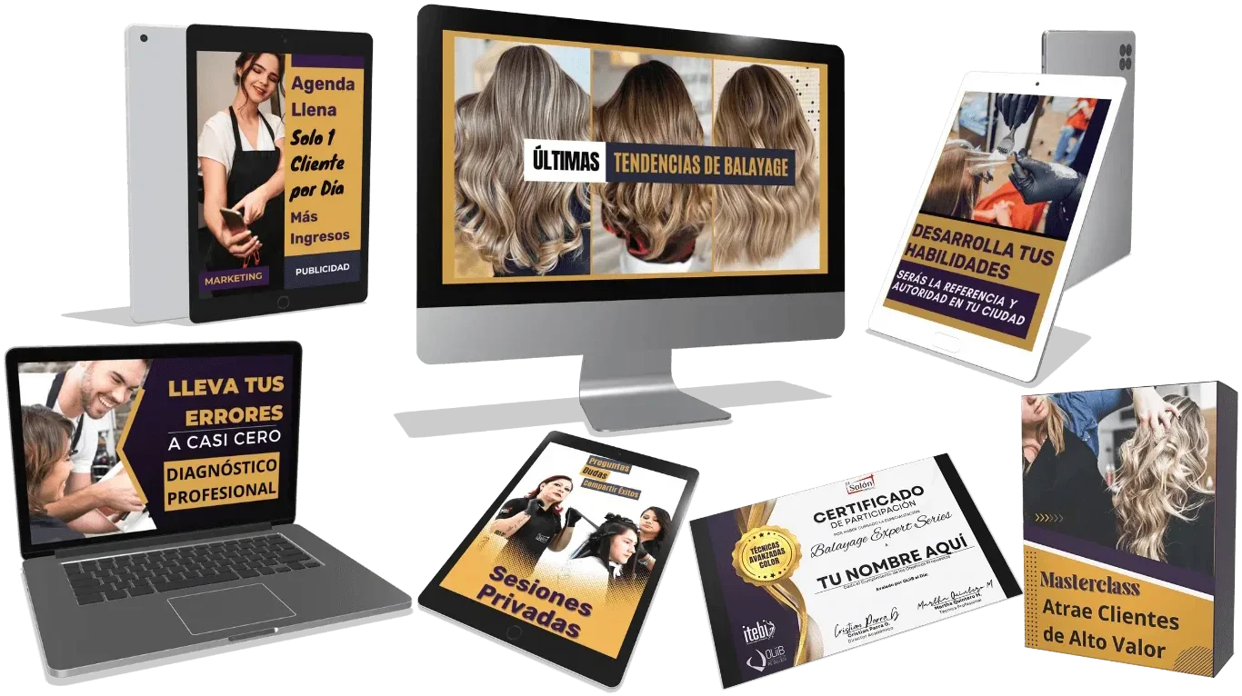 Todo lo que incluye Balayage Expert Series: módulos, masterclass, sesiones privadas y certificado